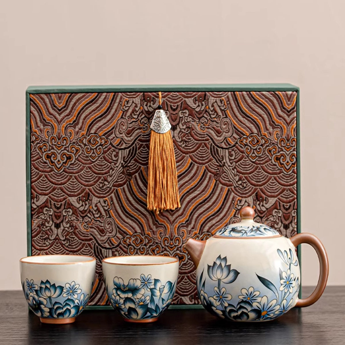 Huang Ru Kiln Qing He Series – Xishi Teapot and Two Cups Gift Set (3 pcs)-170ml Chaliland